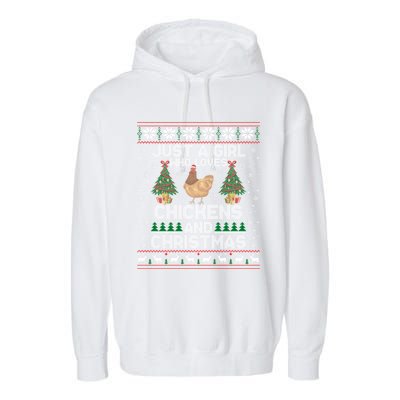 Just A Girl Who Loves Christmas And Chicken Ugly Gift Garment-Dyed Fleece Hoodie