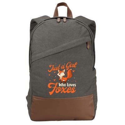 Just A Girl Who Loves Foxes Fox Lover Zookeeper Cotton Canvas Backpack