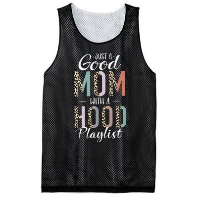 Just A Good Mom with A Hood Playlist Mama Gifts Funny Mesh Reversible Basketball Jersey Tank