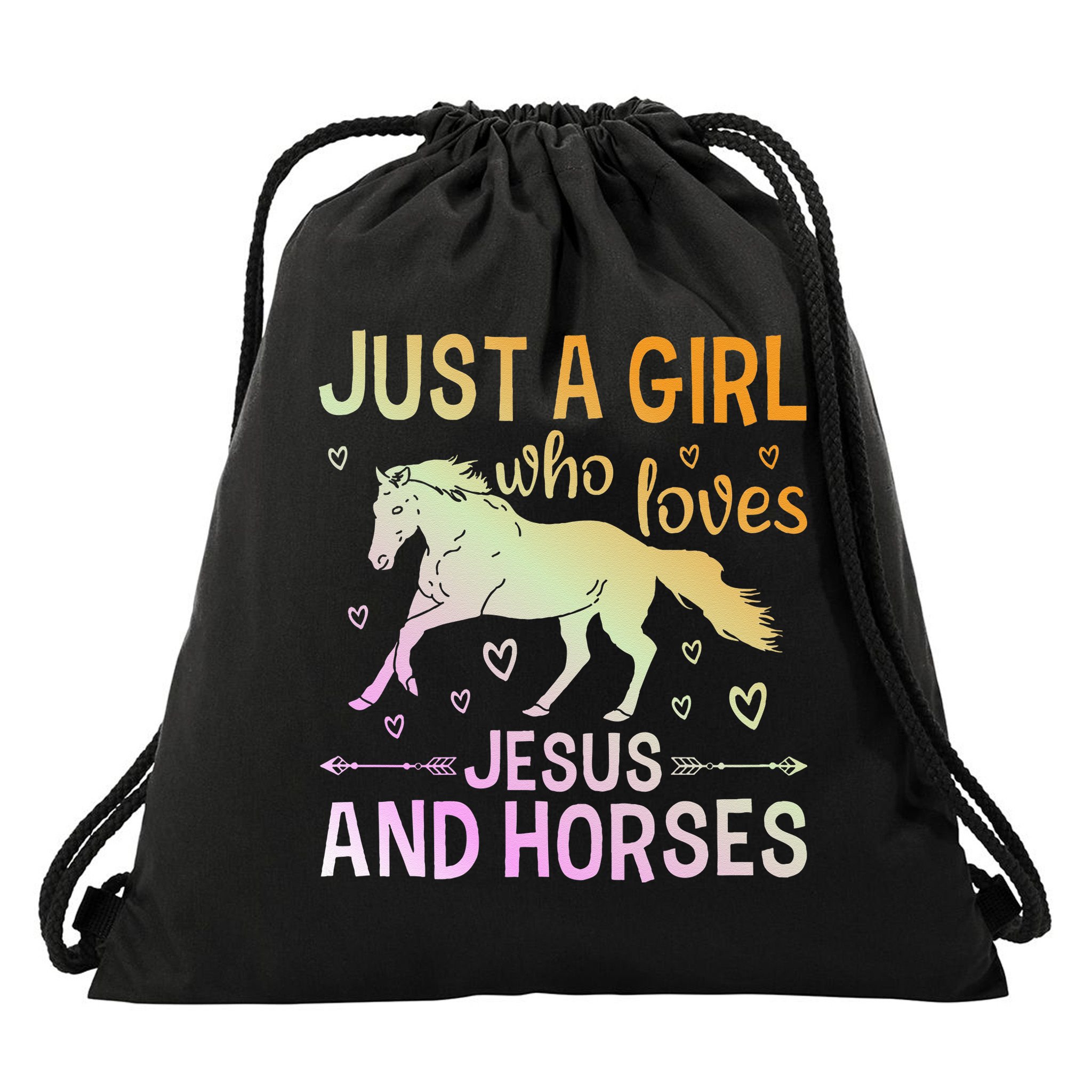Just A Girl Who Loves Jesus And Horses Drawstring Bag