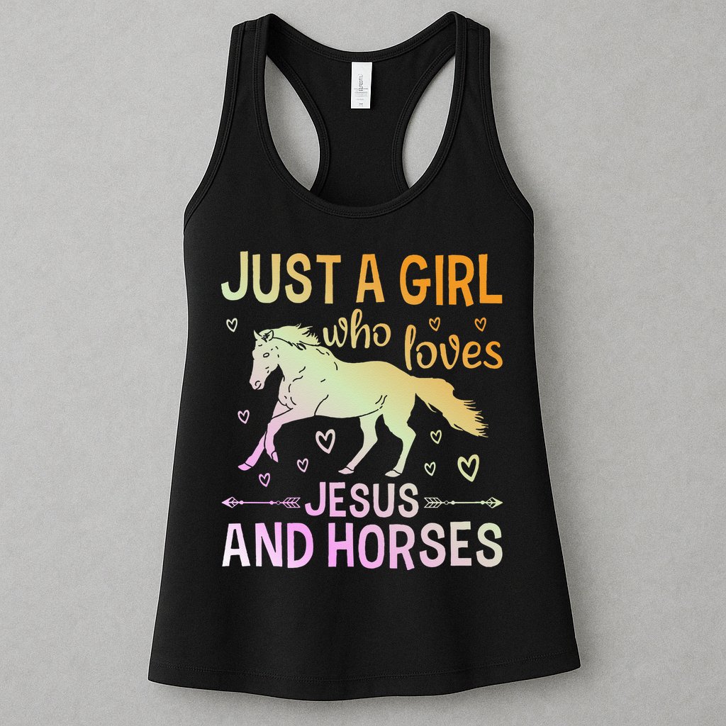 Just A Girl Who Loves Jesus And Horses Womens Tank Top