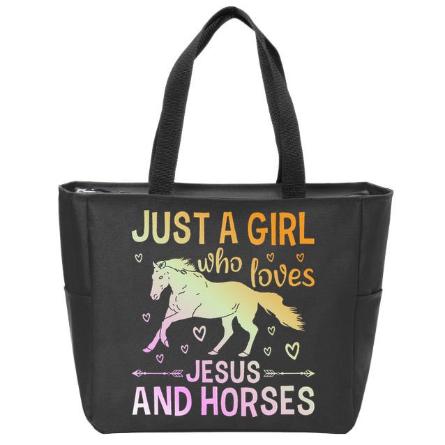 Just A Girl Who Loves Jesus And Horses Zip Tote Bag