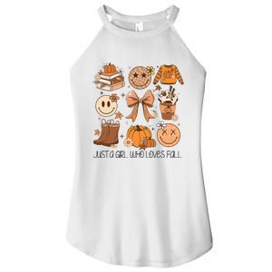 Just A Girl Who Loves Fall Pumpkin Spice Leaves Autumn Women’s Perfect Tri Rocker Tank