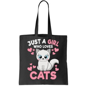 Just A Girl Who Loves Cats Cute Cat Lover Girl Tote Bag