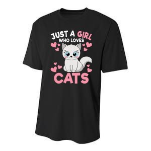 Just A Girl Who Loves Cats Cute Cat Lover Girl Youth Performance Sprint T-Shirt