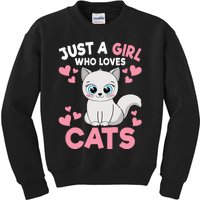 Just A Girl Who Loves Cats Cute Cat Lover Girl Kids Sweatshirt