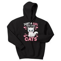 Just A Girl Who Loves Cats Cute Cat Lover Girl Kids Hoodie