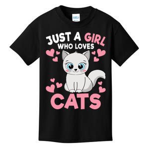 Just A Girl Who Loves Cats Cute Cat Lover Girl Kids T-Shirt