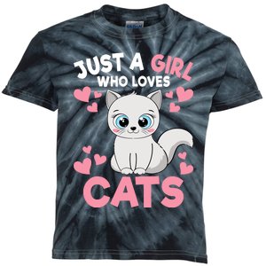 Just A Girl Who Loves Cats Cute Cat Lover Girl Kids Tie-Dye T-Shirt