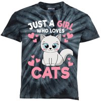 Just A Girl Who Loves Cats Cute Cat Lover Girl Kids Tie-Dye T-Shirt