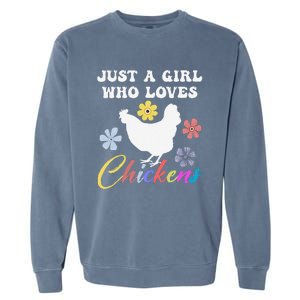 Just A Girl Who Loves Chickens Girl Farmer Garment-Dyed Sweatshirt