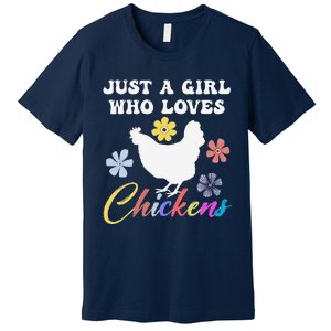 Just A Girl Who Loves Chickens Girl Farmer Premium T-Shirt