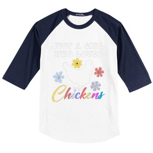 Just A Girl Who Loves Chickens Girl Farmer Baseball Sleeve Shirt