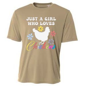 Just A Girl Who Loves Chickens Girl Farmer Cooling Performance Crew T-Shirt