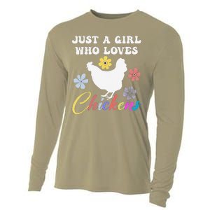 Just A Girl Who Loves Chickens Girl Farmer Cooling Performance Long Sleeve Crew