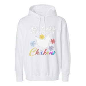 Just A Girl Who Loves Chickens Girl Farmer Garment-Dyed Fleece Hoodie