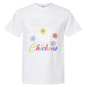 Just A Girl Who Loves Chickens Girl Farmer Garment-Dyed Heavyweight T-Shirt