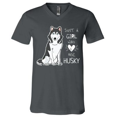 Just A Girl Who Loves Her Husky Dog Puppy Love V-Neck T-Shirt