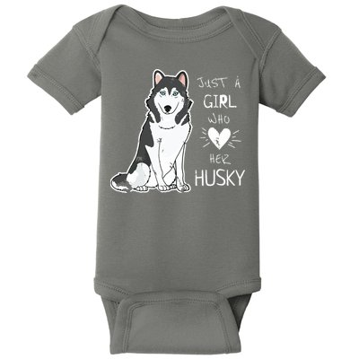 Just A Girl Who Loves Her Husky Dog Puppy Love Baby Bodysuit