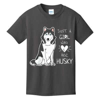 Just A Girl Who Loves Her Husky Dog Puppy Love Kids T-Shirt
