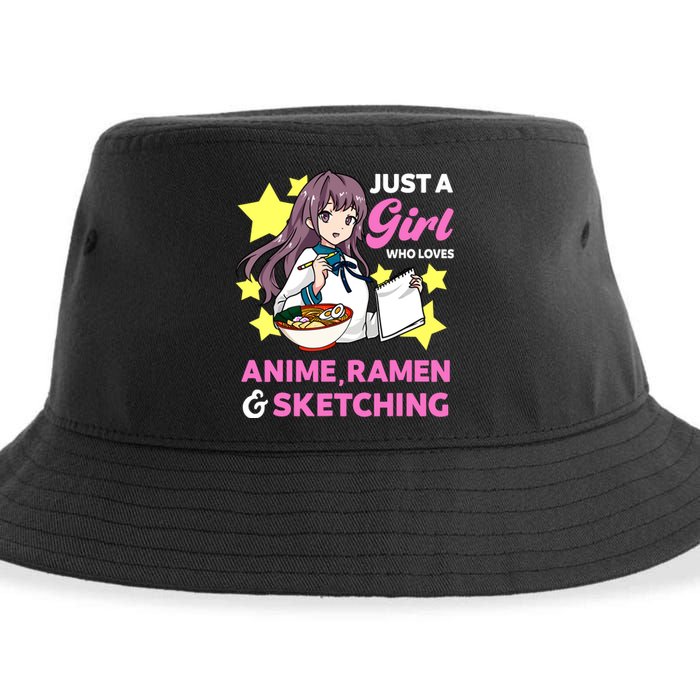 Just A Girl Who Loves Anime Ramen And Sketching Manga Sustainable Bucket Hat