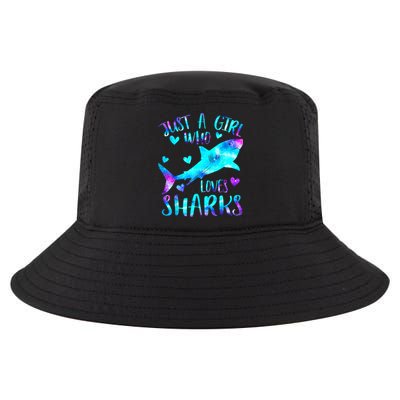 Just A Girl Who Loves Sharks Galaxy Shark Lover Theme Girls Cool Comfort Performance Bucket Hat