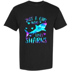 Just A Girl Who Loves Sharks Galaxy Shark Lover Theme Girls Garment-Dyed Heavyweight T-Shirt