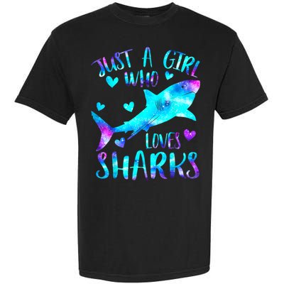 Just A Girl Who Loves Sharks Galaxy Shark Lover Theme Girls Garment-Dyed Heavyweight T-Shirt