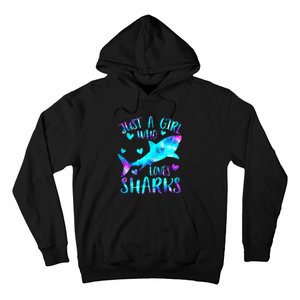 Just A Girl Who Loves Sharks Galaxy Shark Lover Theme Girls Hoodie