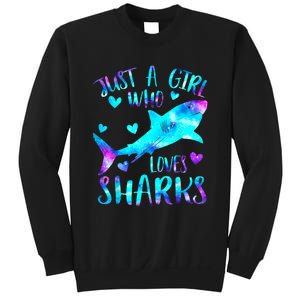 Just A Girl Who Loves Sharks Galaxy Shark Lover Theme Girls Sweatshirt