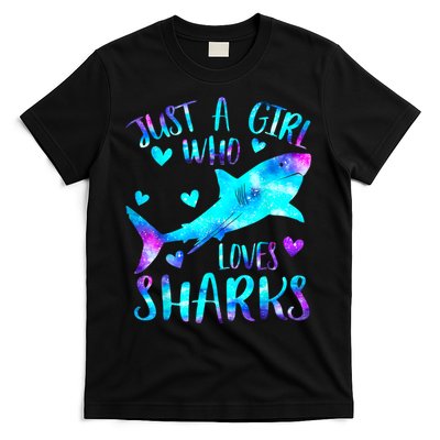 Just A Girl Who Loves Sharks Galaxy Shark Lover Theme Girls T-Shirt