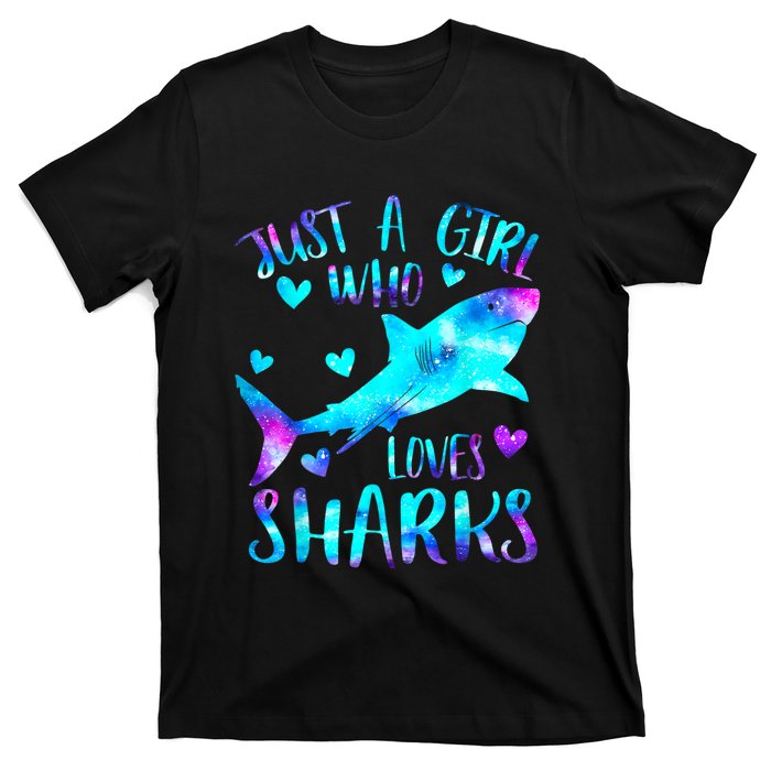 Just A Girl Who Loves Sharks Galaxy Shark Lover Theme Girls T-Shirt