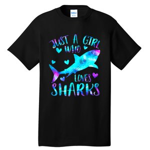 Just A Girl Who Loves Sharks Galaxy Shark Lover Theme Girls Tall T-Shirt