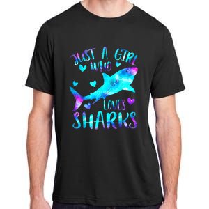 Just A Girl Who Loves Sharks Galaxy Shark Lover Theme Girls Adult ChromaSoft Performance T-Shirt