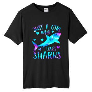 Just A Girl Who Loves Sharks Galaxy Shark Lover Theme Girls Tall Fusion ChromaSoft Performance T-Shirt