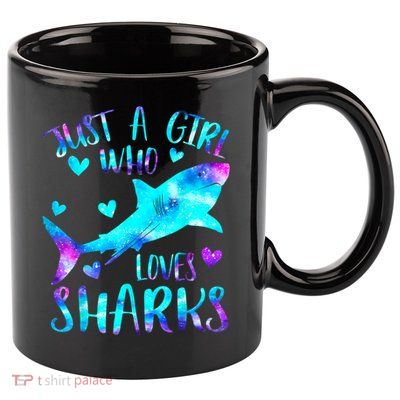 Just A Girl Who Loves Sharks Galaxy Shark Lover Theme Girls 11oz C Handle Ceramic Mug