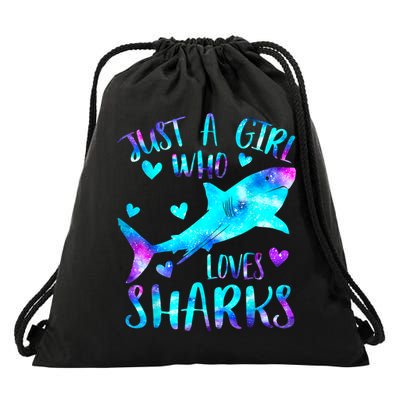 Just A Girl Who Loves Sharks Galaxy Shark Lover Theme Girls Drawstring Bag