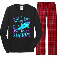 Just A Girl Who Loves Sharks Galaxy Shark Lover Theme Girls Long Sleeve Pajama Set