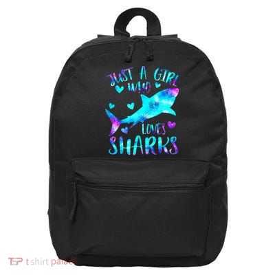 Just A Girl Who Loves Sharks Galaxy Shark Lover Theme Girls 16 in Basic Backpack