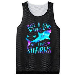 Just A Girl Who Loves Sharks Galaxy Shark Lover Theme Girls Mesh Reversible Basketball Jersey Tank