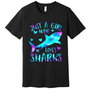 Just A Girl Who Loves Sharks Galaxy Shark Lover Theme Girls Premium T-Shirt