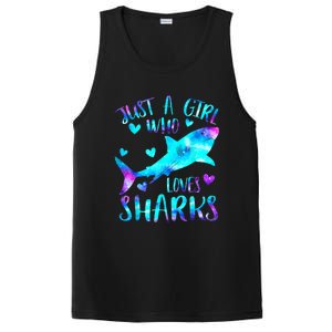 Just A Girl Who Loves Sharks Galaxy Shark Lover Theme Girls PosiCharge Competitor Tank