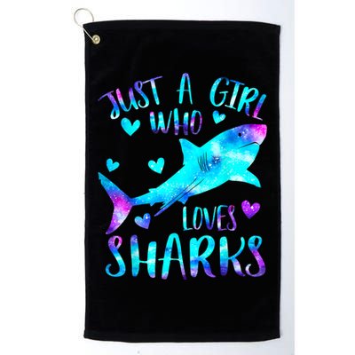 Just A Girl Who Loves Sharks Galaxy Shark Lover Theme Girls Golf Towel