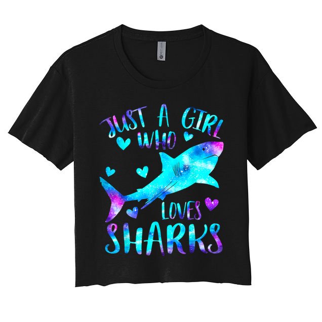 Just A Girl Who Loves Sharks Galaxy Shark Lover Theme Girls Crop Top