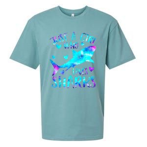 Just A Girl Who Loves Sharks Galaxy Shark Lover Theme Girls Sueded Cloud Jersey T-Shirt