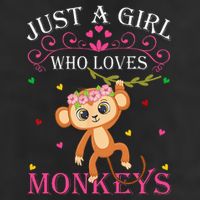 Just A Girl Who Loves Monkeys Cute Monkey Lover Kids 7 Panel Mesh Trucker Snapback Hat
