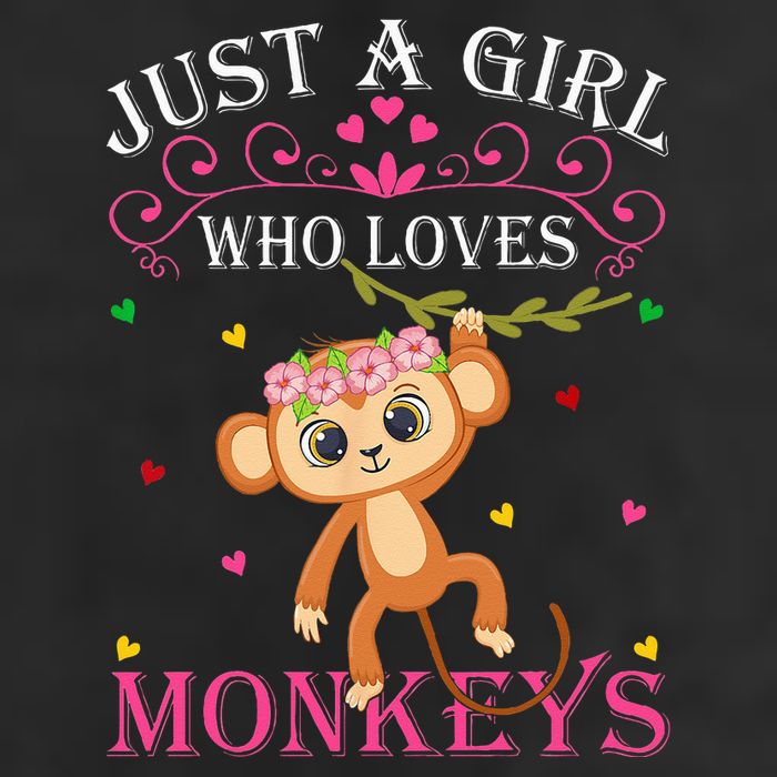 Just A Girl Who Loves Monkeys Cute Monkey Lover Kids 7 Panel Mesh Trucker Snapback Hat