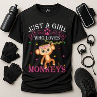 Just A Girl Who Loves Monkeys Cute Monkey Lover Kids Cooling Performance Crew T-Shirt