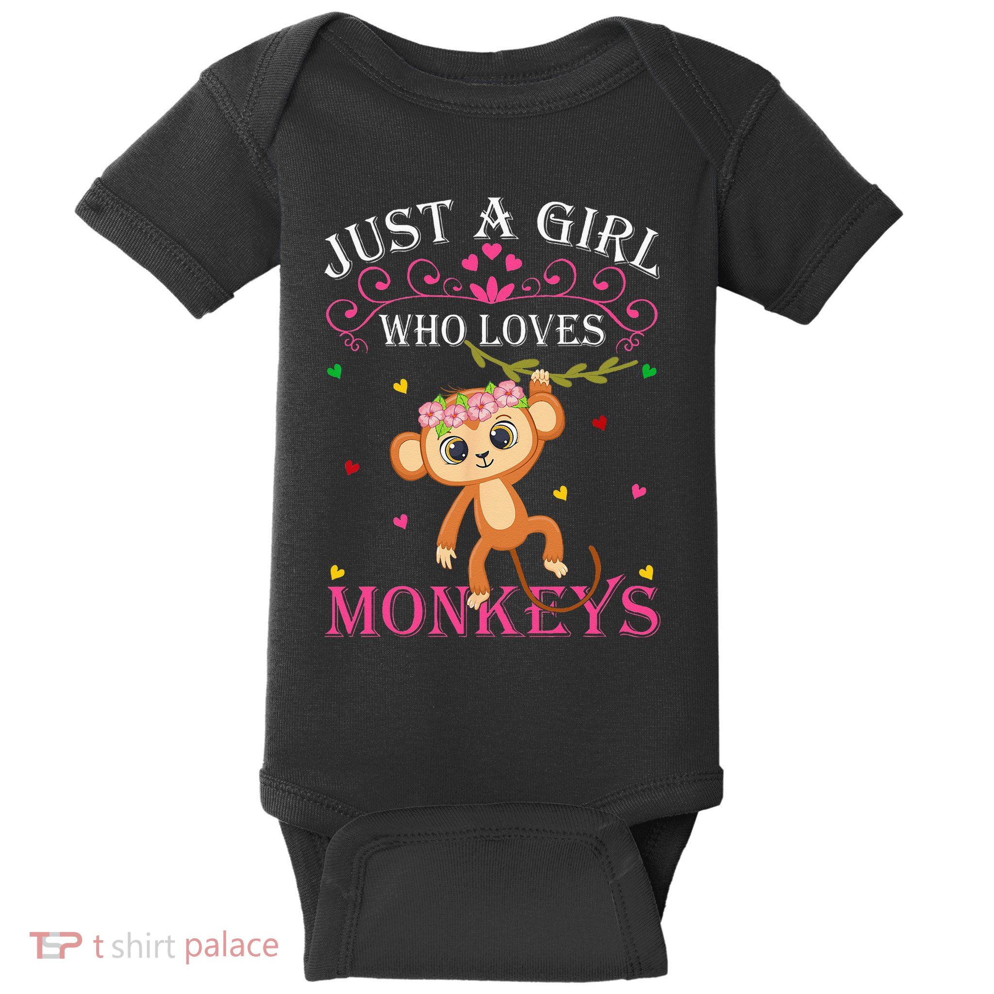 Just A Girl Who Loves Monkeys Cute Monkey Lover Kids Baby Bodysuit