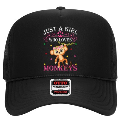 Just A Girl Who Loves Monkeys Cute Monkey Lover Kids Trucker Hat